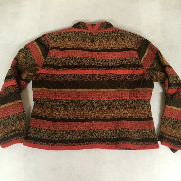 #78 Coldwater Creek Patchwork Long Sleeve 1 Button Jacket Womens Sweater Size PL - Picture 8 of 8